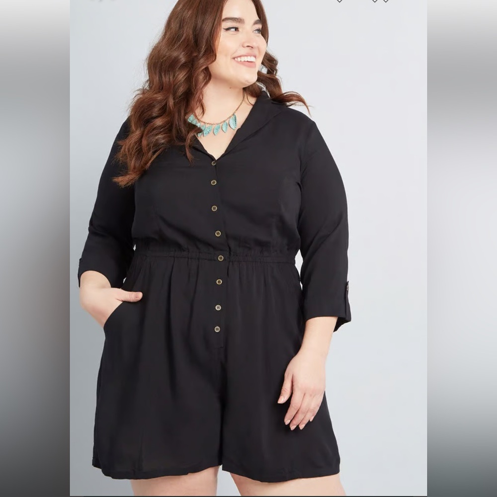 ModCloth So Field With Joy Olive Green Romper Size 1X